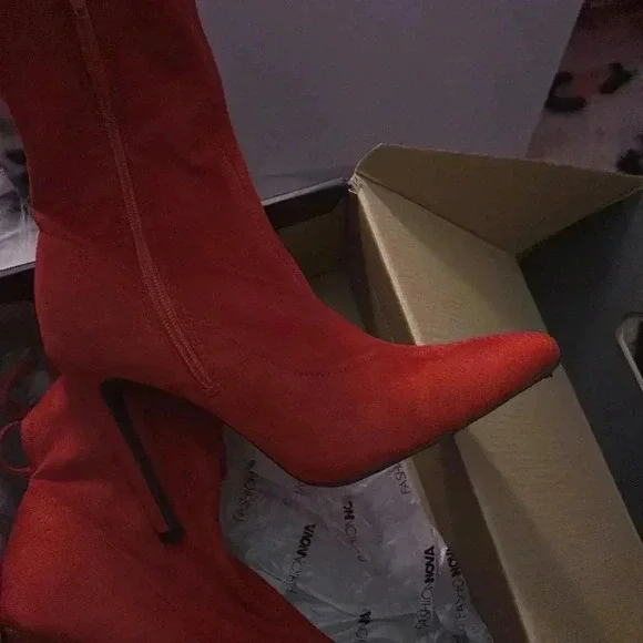 Vicky Over The Knee Boot - Red - Picture 1 of 5